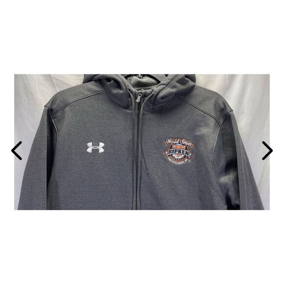 Under Armour  Mens Hoodie Grey Size Large World Series 2009 Cal Ripken Full Zip - Picture 4 of 5